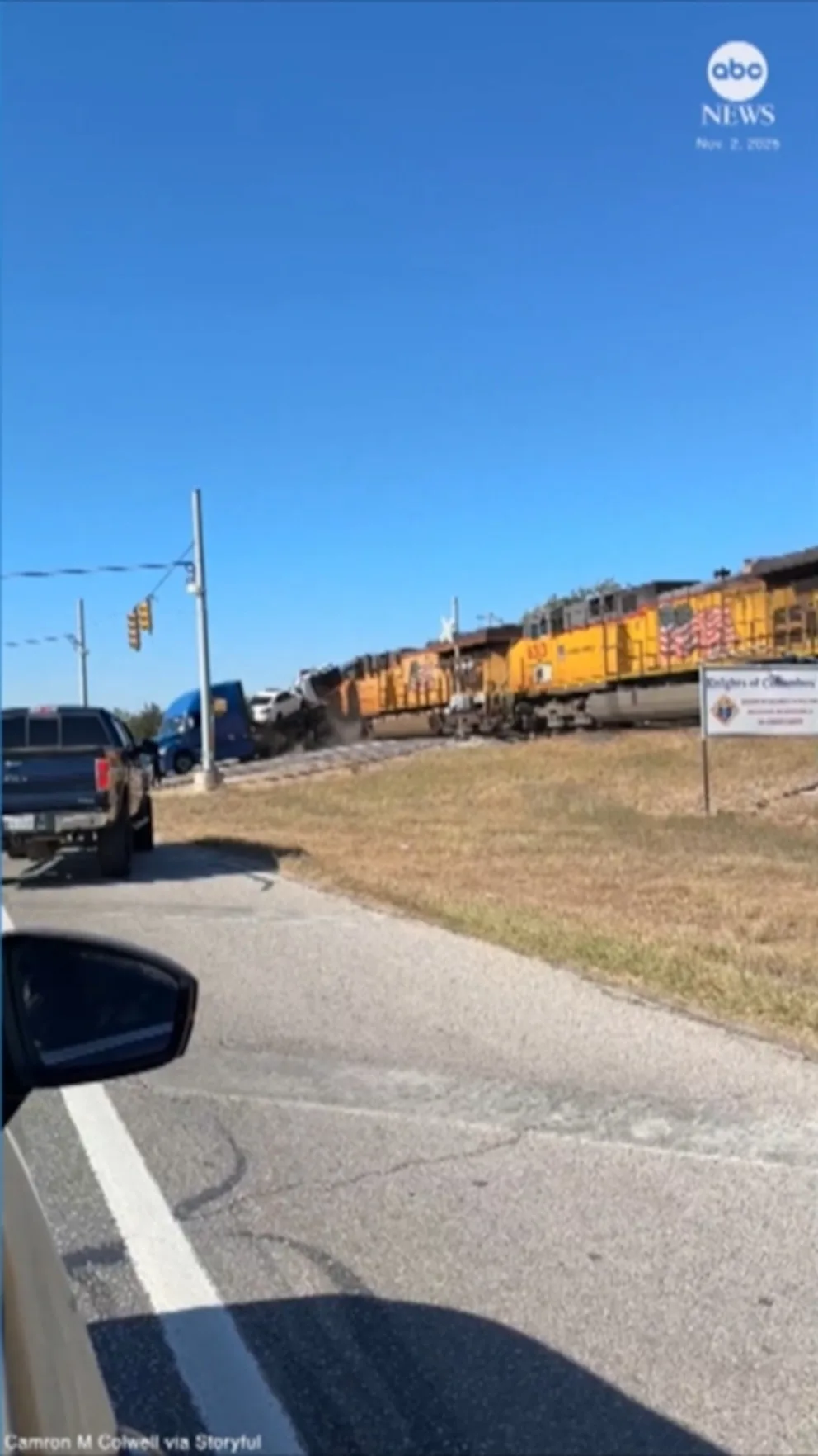 WATCH: Train slams into semi-trailer stuck on tracks in Texas