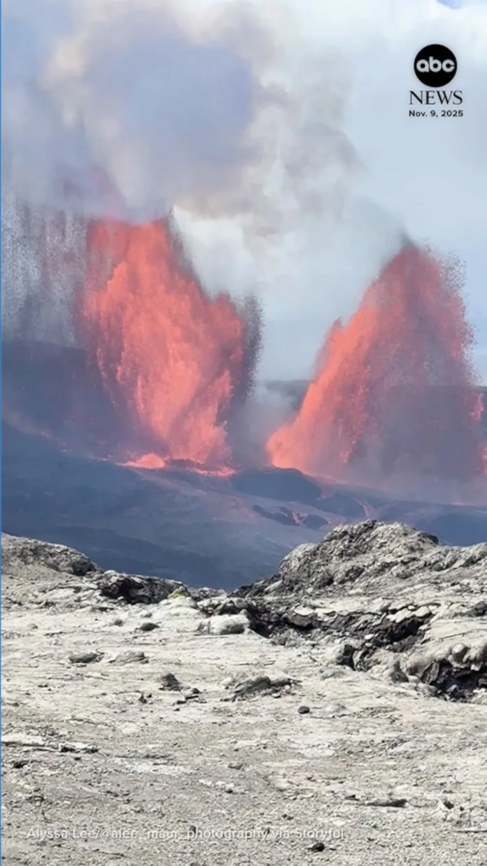 WATCH: Funnel cloud of ash forms next to spewing lava in Hawaii