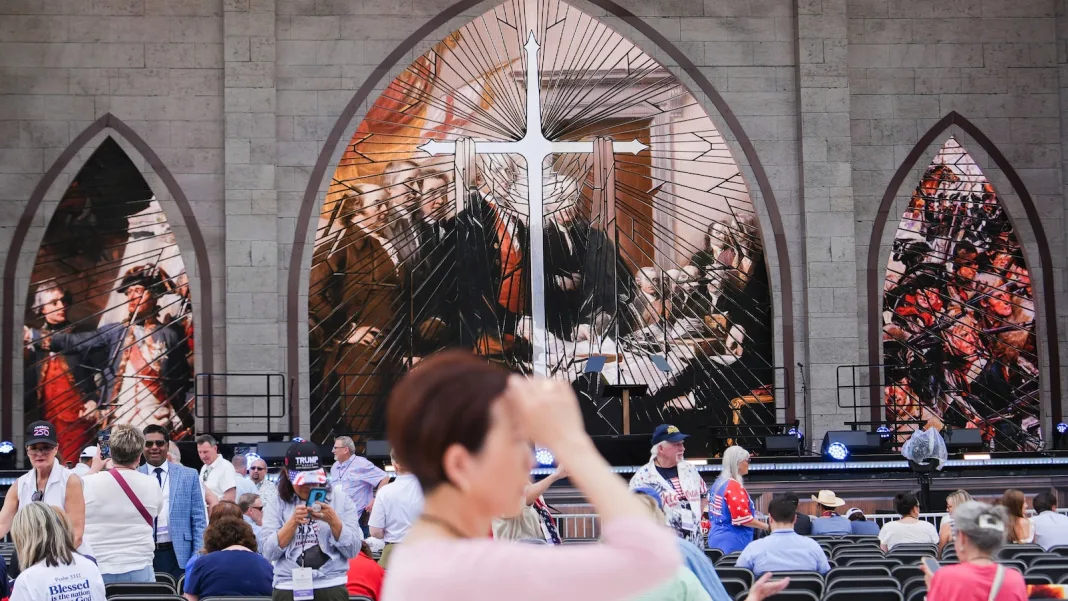 Thousands flocked to the National Mall in Washington for an America-themed prayer rally