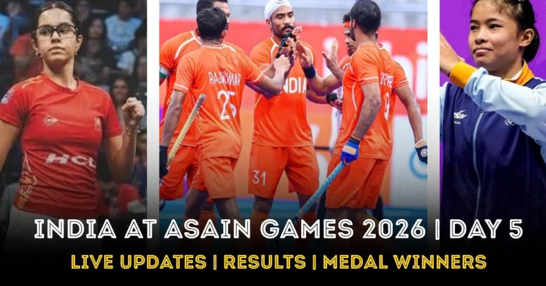 Asian Games 2026 LIVE UPDATES Day 5: Roshibina eyes gold at 6:10 am; India win Bronze in Rowing | Asian Games 2026
